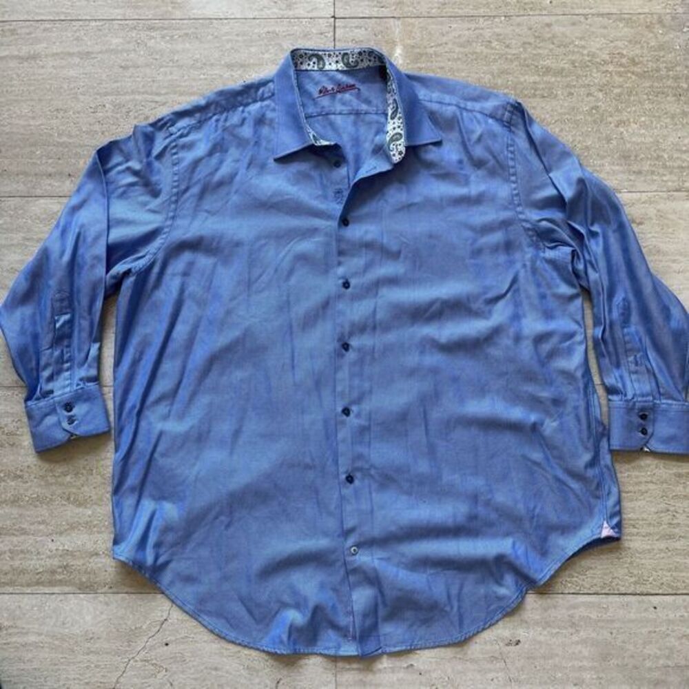 Robert Graham Shirt Mens 48 19 34/35 XLarge Blue Button Up